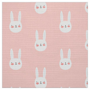 Pink Bunny Niedlich White Rabbit Muster Stoff