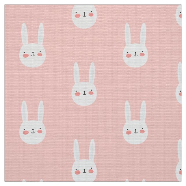 Pink Bunny Niedlich White Rabbit Muster Stoff (Muster)