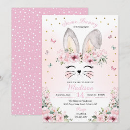 Pink Bunny Oars Blume Crown Oster Geburtstag Einladung