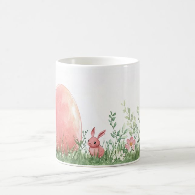 Pink Bunny & Ostereier auf der Blumenwiese - Paste Kaffeetasse (Mittel)