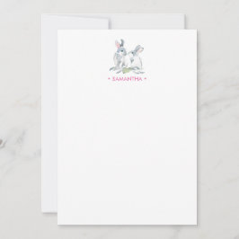 Pink Bunny Personalisiert Stationery Mitteilungskarte