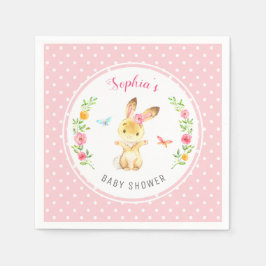 Pink Bunny Polka Dot Girl Babydusche Sprinkle Serviette