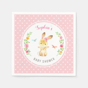 Pink Bunny Polka Dot Girl Babydusche Sprinkle Serviette