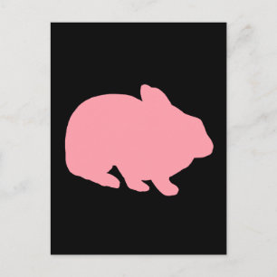 Pink Bunny Rabbit auf schwarz Postkarte
