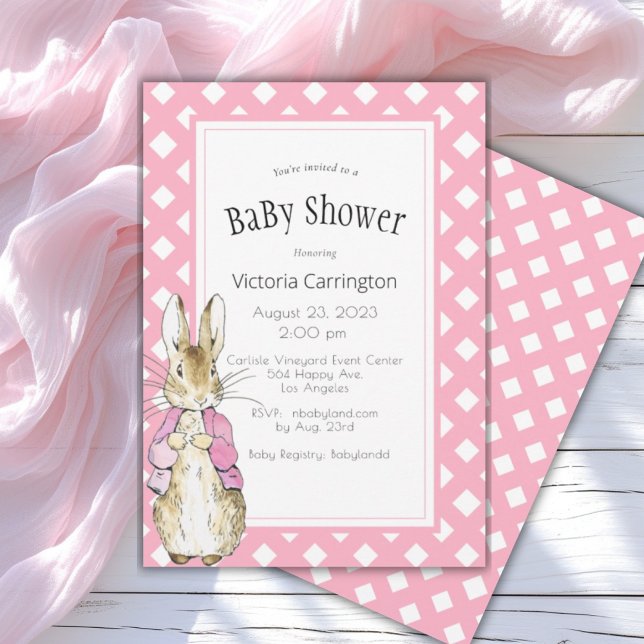 Pink Bunny Rabbit Babydusche Einladung (Von Creator hochgeladen)