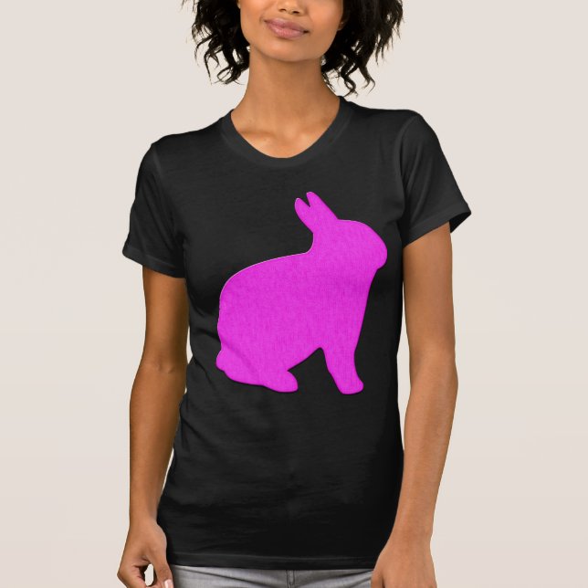 Pink Bunny Rabbit Black Oaster T Shirt (Vorderseite)