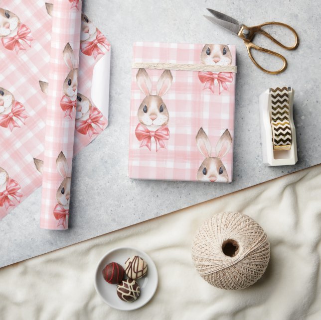 Pink Bunny Rabbit Geschenk Geschenkpapier (Kunsthandwerk)