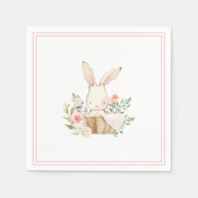 Pink Bunny Rabbit Girl Babydusche Serviette (Vorderseite)