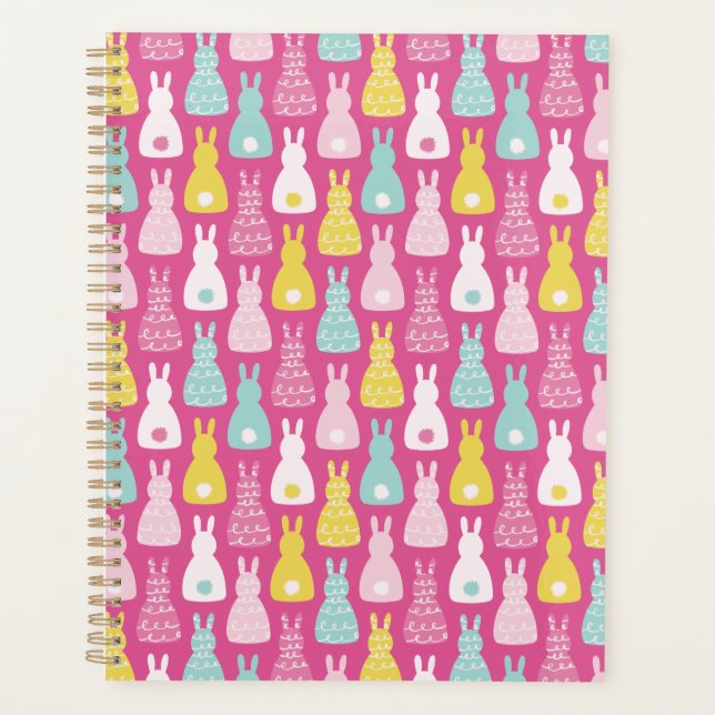 Pink Bunny Rabbit Muster Planer (Vorderseite)