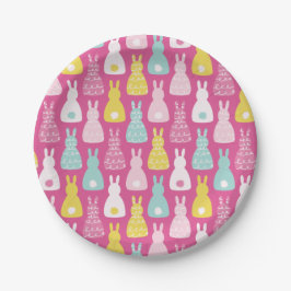 Pink Bunny Rabbit niedliches Kindermuster Pappteller