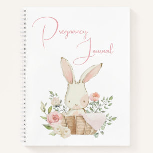Pink Bunny Rabbit Script Pregnancy Journal Notizbuch