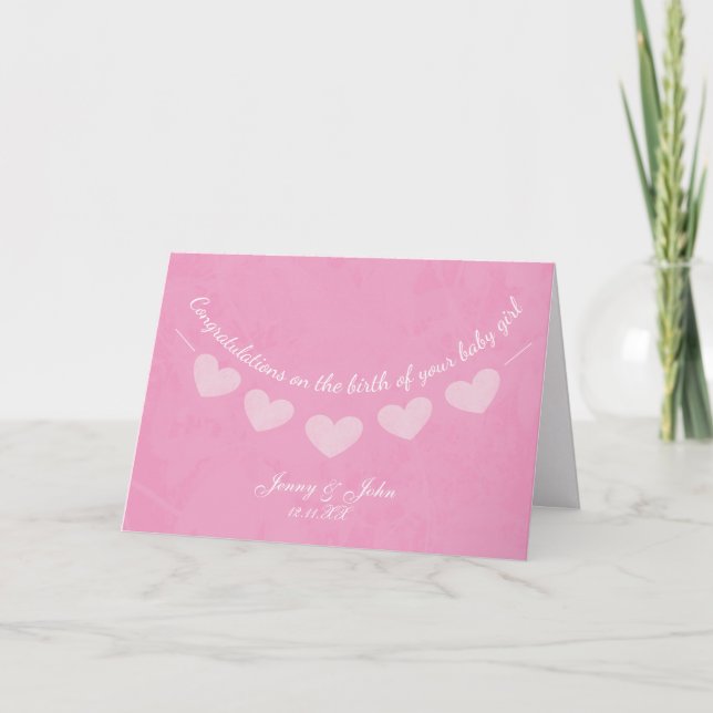 Pink Bunt Baby Gratulationen Karte (Vorderseite)
