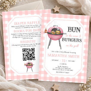 Pink Burger BBQ Alles in Einem Baby Shower Einladung