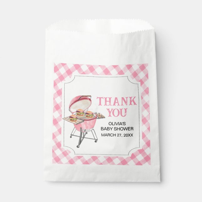 Pink Burger GRILLEN Babydusche Geschenktütchen (Vorderseite)