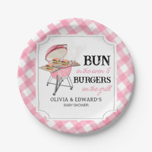 Pink Burger GRILLEN Babydusche Pappteller
