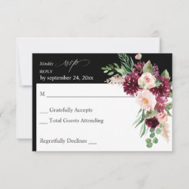 Pink & Burgund Floral 7 ni Mahlzeiten UAWG - Schwa RSVP Karte