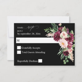 Pink & Burgund Floral 7 nirgendwo essen UAWG - Sch RSVP Karte