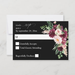 Pink & Burgund Floral 7 nirgendwo essen UAWG - Sch RSVP Karte