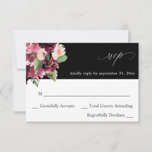 Pink & Burgund Floral 7 no Meere UAWG V2 - Schwarz RSVP Karte