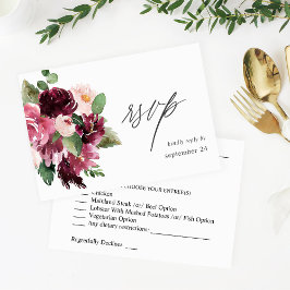 Pink & Burgund Floral 7 w Mahlzeit UAWG RSVP Karte