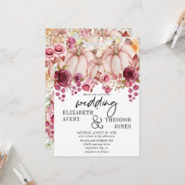 Pink Burgund Herbst Hochzeitskürbis Einladung