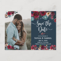Pink Burgund Navy Save the Date Foto