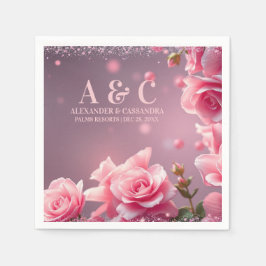 Pink Burgundy Floral Paper Napkin Serviette