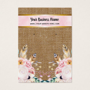 Pink Burlap-Blume Boho Earring Display Cards