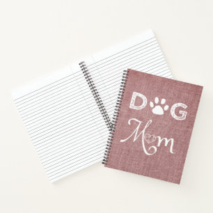 Pink Burlap Chien Carnet maman