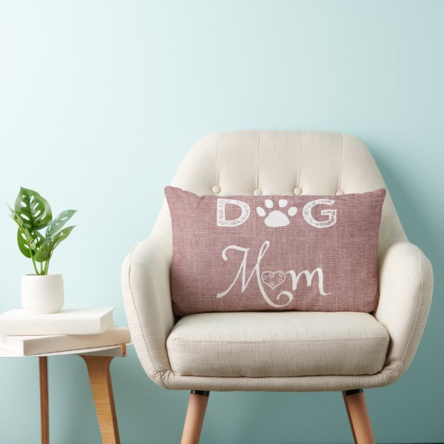 Pink Burlap Hund Mama Lumbar Kissen (Stuhl )