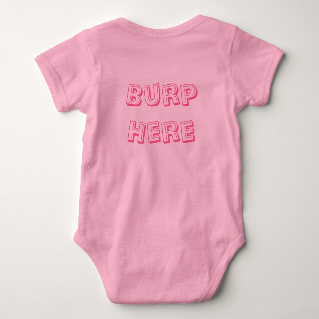 Pink "Burp Here" Baby Strampler (Rückseite)
