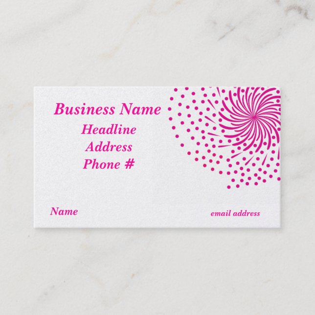 Pink Burst Business Card Visitenkarte (Vorderseite)