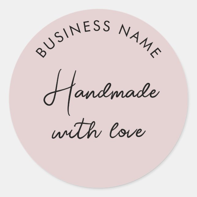 Pink Business Handmade Business Runder Aufkleber (Vorderseite)