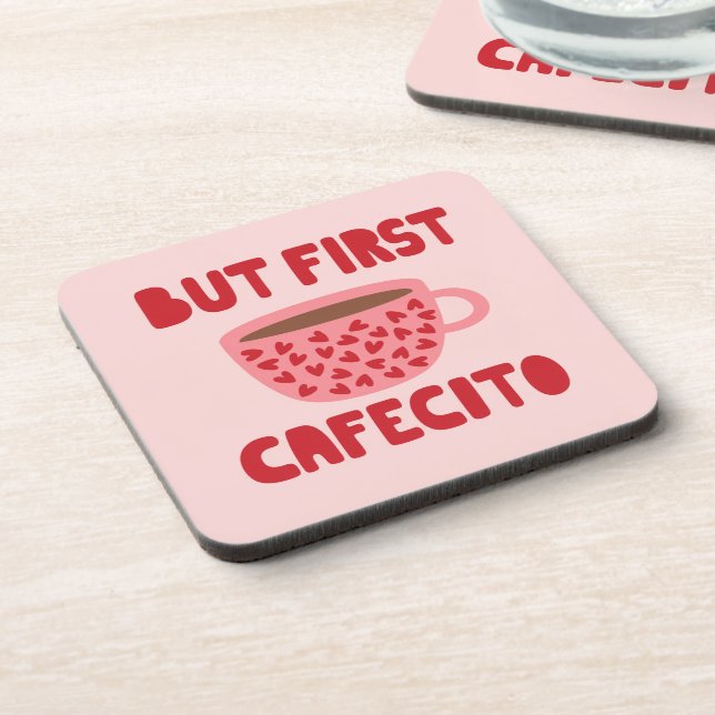 Pink But First Cafecito Untersetzer (Linke Seite)