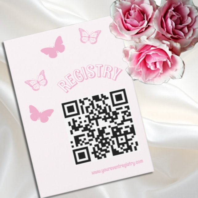 Pink Butterfats Quinceanera Registrierung Begleitkarte (Von Creator hochgeladen)