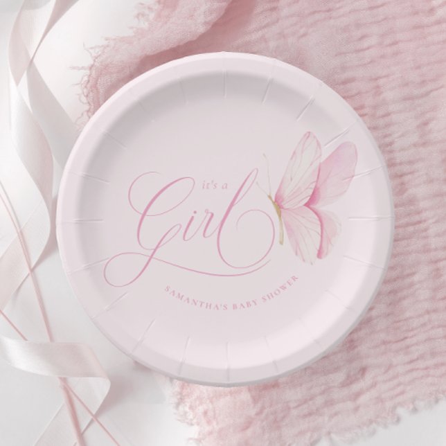 Pink Butterfells Girl Baby Showpaper Teller (Von Creator hochgeladen)