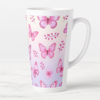 Pink butterflies and flowers pattern milchtasse