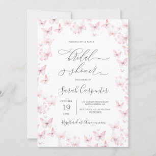 Pink Butterflies Bridal Dusche Einladung