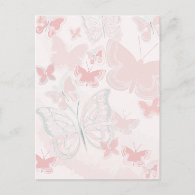Pink Butterflies Flying Butterfly Watercolor Postkarte (Vorderseite)