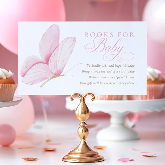 Pink Butterflies Girl Shower Books für Baby Begleitkarte (Von Creator hochgeladen)