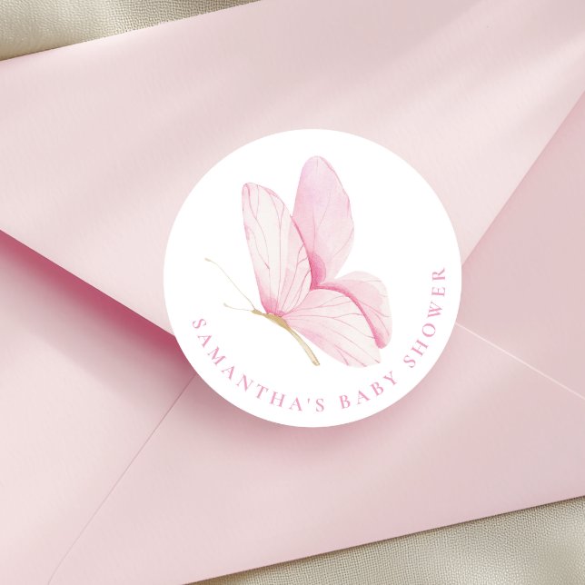 Pink Butterflies Girl Showsticker Runder Aufkleber (Von Creator hochgeladen)