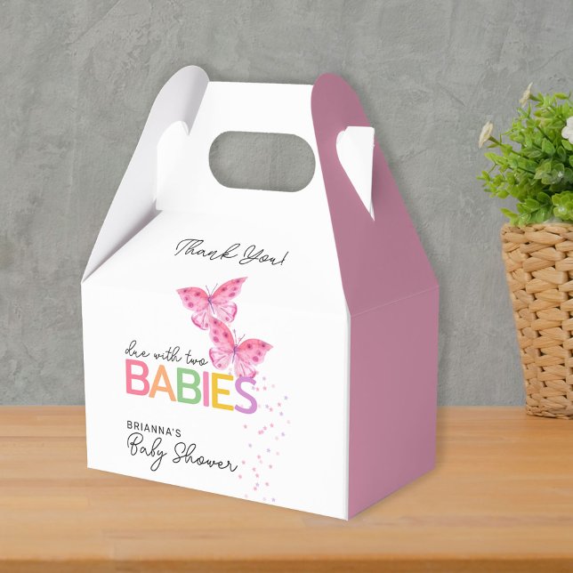 Pink Butterflies Girl Twins Baby Shower Thank You Geschenkschachtel (Von Creator hochgeladen)
