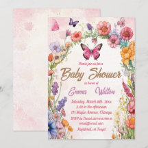 Pink Butterfly Baby Dusche Blumengarten