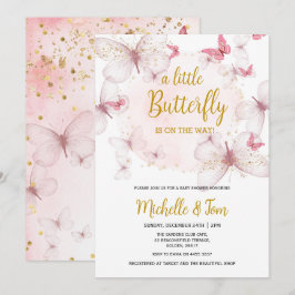 Pink Butterfly Baby Dusche Einladung