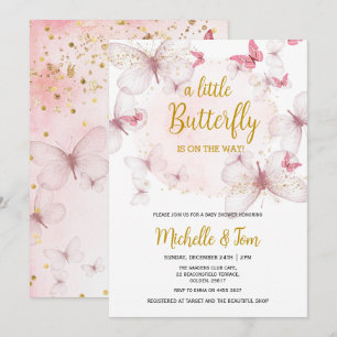 Pink Butterfly Baby Dusche Einladung