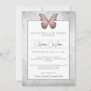 Pink Butterfly Baby Dusche Einladung