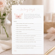 Pink Butterfly Baby Shower Spiel Umfrage Sagt Spie