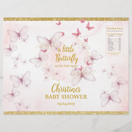 Pink Butterfly Babydusche Chip Bag Labels Flyer