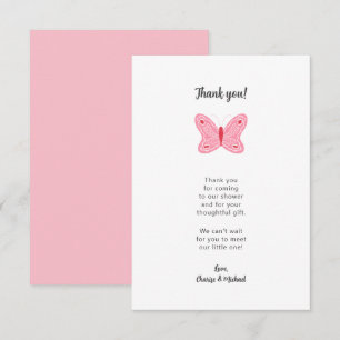 Pink Butterfly Babydusche danke