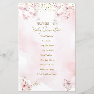 Pink Butterfly Babydusche Gebete für Baby Game